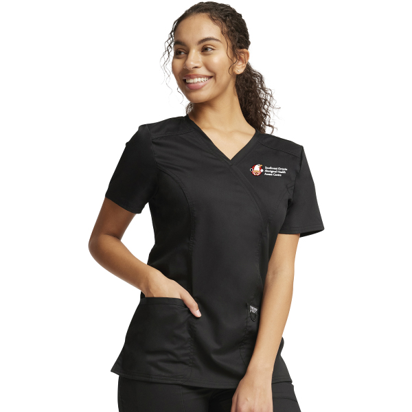 Ladies Mock Wrap Scrub Top WW610